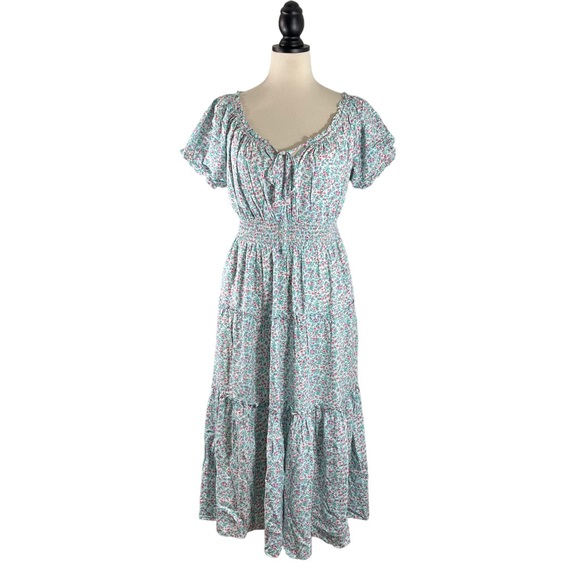 J. Crew Dresses & Skirts - J. Crew Puff Sleeve Midi Dress Prairie Blue Floral Smocked, New w/ Tags, Size 4